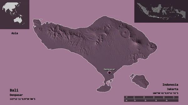 발리의 인도네시아의 그리고 수도입니다 거리의 예고편 지형도 렌더링 — 스톡 사진