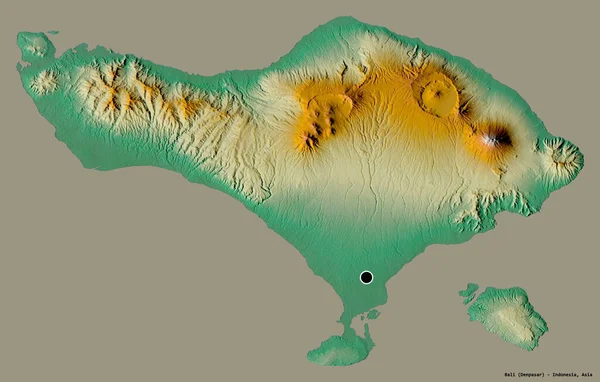 Форма Бали Провинция Индонезия Столицей Изолированы Прочном Цветном Фоне Топографическая — стоковое фото