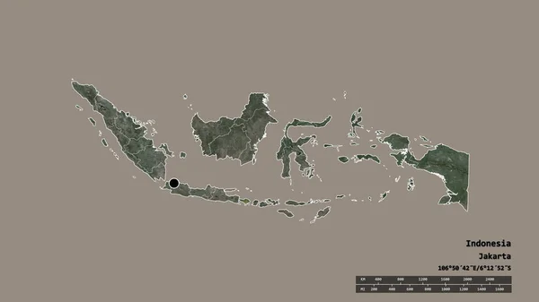 Forma Desnaturalizada Indonesia Con Capital División Regional Principal Zona Separada — Foto de Stock