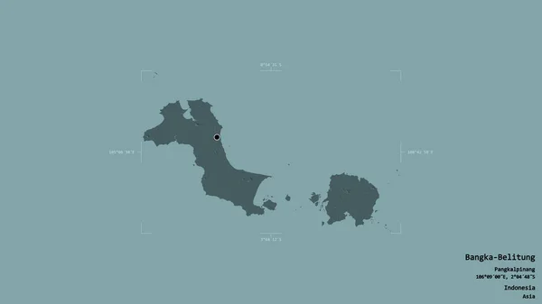 Obszar Bangka Belitung Prowincja Indonezji Odizolowany Solidnym Tle Georeferencyjnej Skrzynce — Zdjęcie stockowe