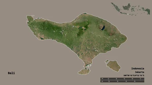 Форма Бали Провинция Индонезия Столицей Изолированы Прочном Фоне Дистанционный Масштаб — стоковое фото