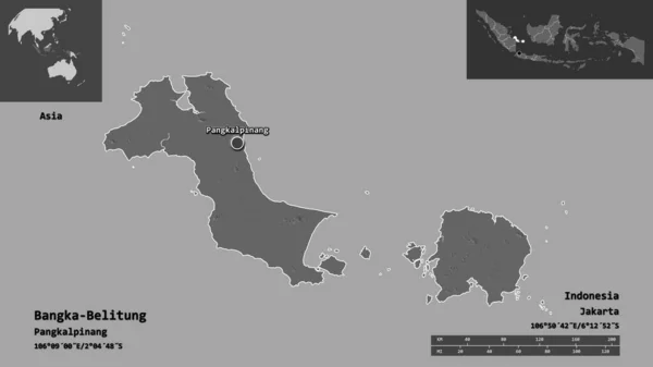 Forme Bangka Belitung Province Indonésie Capitale Échelle Distance Aperçus Étiquettes — Photo