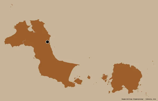 インドネシアの州バンカ ベリトゥングの形で その首都はしっかりとした色の背景に隔離されています パターン化されたテクスチャの構成 3Dレンダリング — ストック写真