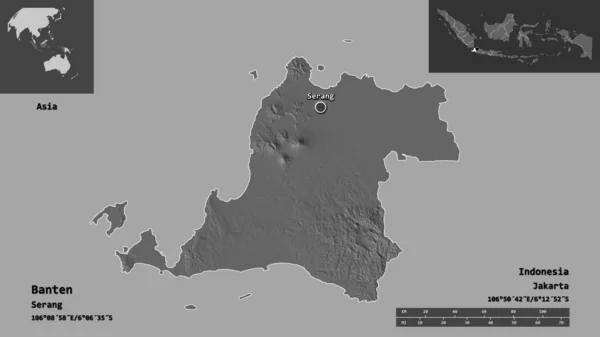 Σχήμα Banten Επαρχία Της Ινδονησίας Και Την Πρωτεύουσά Της Κλίμακα — Φωτογραφία Αρχείου