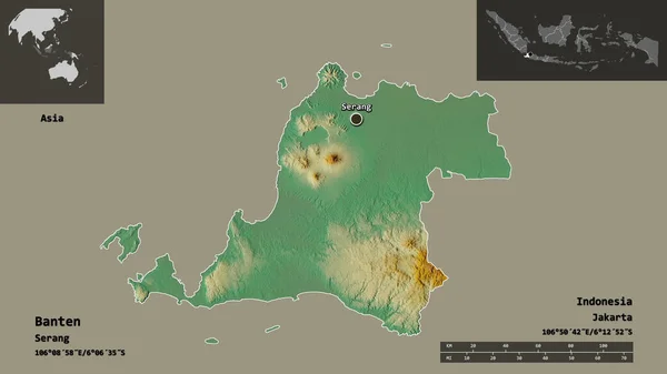 Σχήμα Banten Επαρχία Της Ινδονησίας Και Την Πρωτεύουσά Της Κλίμακα — Φωτογραφία Αρχείου