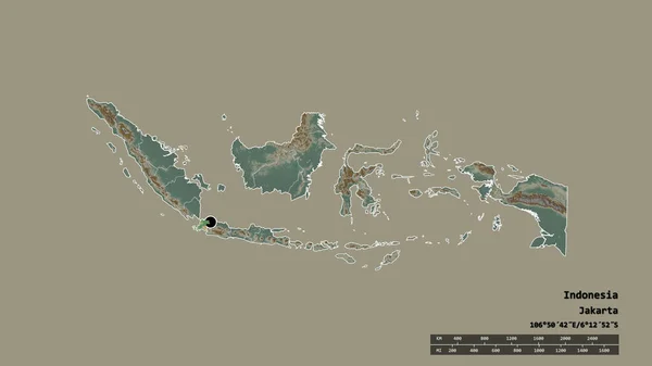 Ungesättigte Form Indonesiens Mit Seiner Hauptstadt Der Wichtigsten Regionalen Teilung — Stockfoto