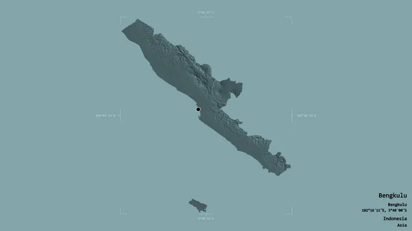 Obszar Bengkulu Prowincja Indonezji Odizolowany Solidnym Tle Georeferencyjnym Polu Granicznym — Zdjęcie stockowe