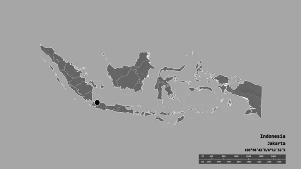 Bentuk Desaturasi Indonesia Dengan Ibu Kotanya Divisi Regional Utama Dan — Stok Foto