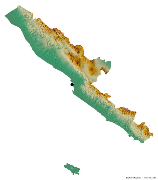 Форма Бенгкулу Провинция Индонезия Столицей Изолированной Белом Фоне Топографическая Карта — стоковое фото