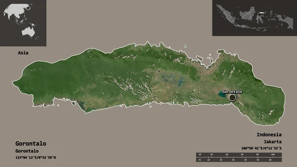 Gestalt Von Gorontalo Der Indonesischen Provinz Und Ihrer Hauptstadt Entfernungsskala — Stockfoto