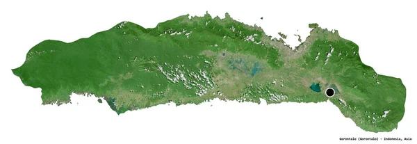 印度尼西亚Gorontalo的形状 其首都被白色背景隔离 卫星图像 3D渲染 — 图库照片