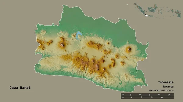 Forma Jawa Barat Provincia Dell Indonesia Con Sua Capitale Isolata — Foto Stock