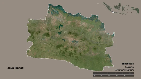 Forma Jawa Barat Provincia Indonesia Con Capital Aislada Sobre Fondo —  Fotos de Stock