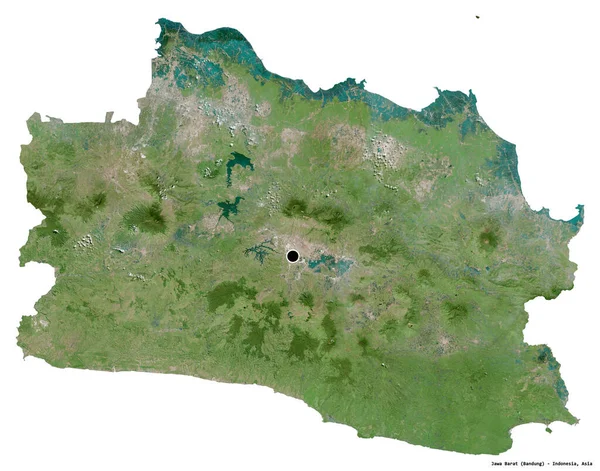 Форма Джава Барат Провинция Индонезии Столицей Изолированной Белом Фоне Спутниковые — стоковое фото