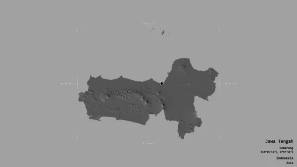 Area Jawa Tengah City Indonesia Isolated Solid Background Georeferenced Bounding — Stock Photo, Image