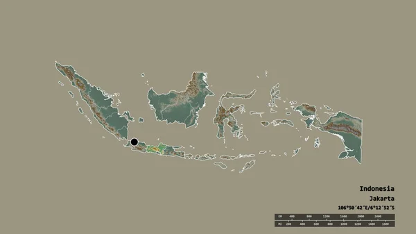 Forme Désaturée Indonésie Avec Capitale Principale Division Régionale Région Séparée — Photo