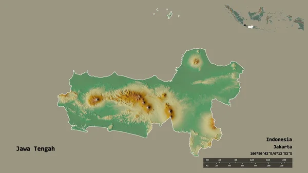 Form Von Jawa Tengah Stadt Indonesiens Mit Seiner Hauptstadt Isoliert — Stockfoto