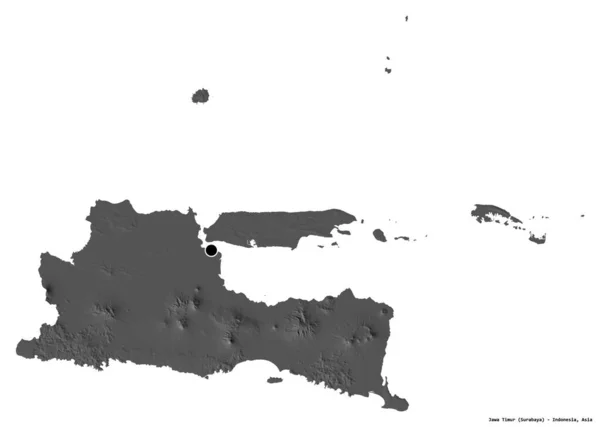 Форма Джава Тимур Провинция Индонезия Столицей Изолированы Белом Фоне Карта — стоковое фото