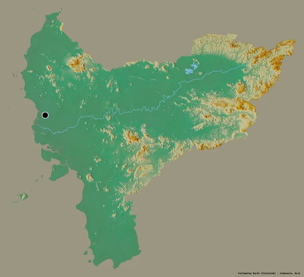 Forma Kalimantan Barat Provincia Indonesia Con Capital Aislada Sobre Fondo —  Fotos de Stock