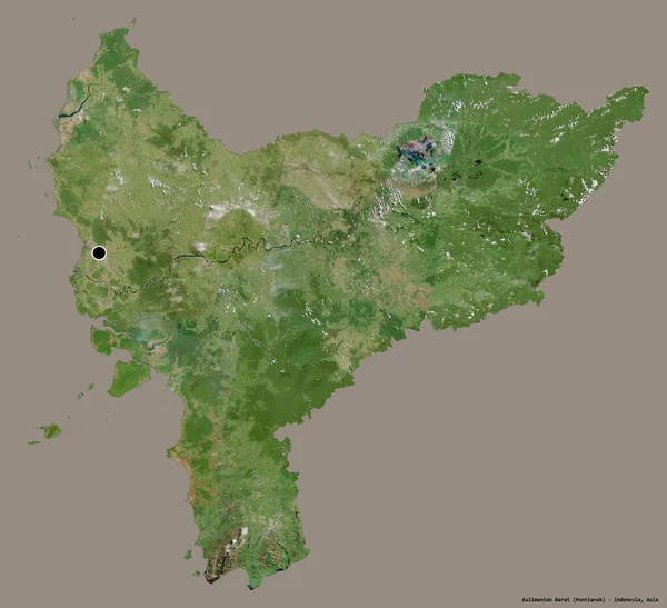 Форма Калимантанского Барата Провинция Индонезия Столицей Изолированной Прочном Цветном Фоне — стоковое фото