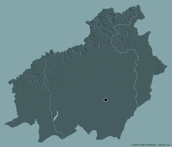 Form Kalimantan Tengah Provinsen Indonesien Med Sin Huvudstad Isolerad Solid — Stockfoto