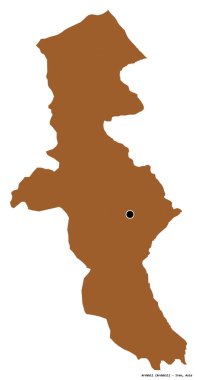 Beyaz arka planda başkenti izole edilmiş Ardebil, İran eyaleti. Desenli dokuların bileşimi. 3B görüntüleme