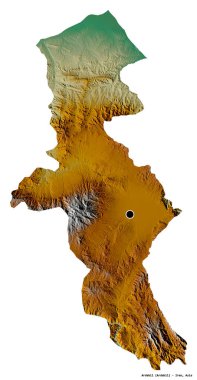 Beyaz arka planda başkenti izole edilmiş Ardebil, İran eyaleti. Topografik yardım haritası. 3B görüntüleme