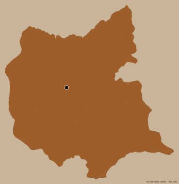 İran 'ın başkenti Doğu Azarbaycan' ın katı renk arkaplanı ile izole edilmiş şeklidir. Desenli dokuların bileşimi. 3B görüntüleme