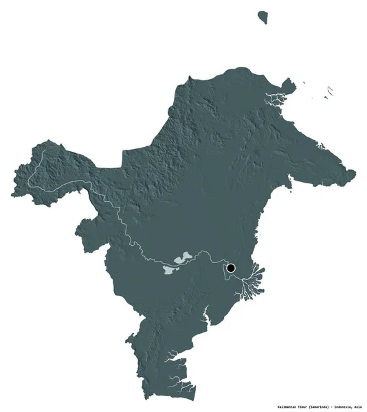 Форма Калімантан Тимур Провінція Індонезії Столицею Ізольованою Білому Тлі Кольорові — стокове фото