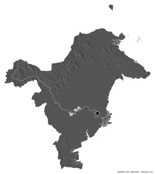 Форма Калімантан Тимур Провінція Індонезії Столицею Ізольованою Білому Тлі Білевелівська — стокове фото