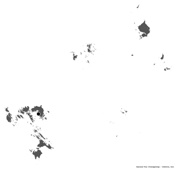 Shape Kepulauan Riau Province Indonesia Its Capital Isolated White Background — Stock Photo, Image