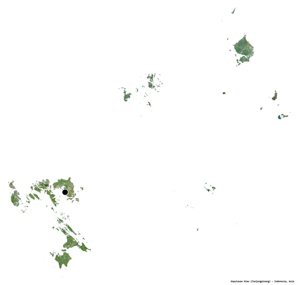Form Kepulauan Riau Provinsen Indonesien Med Dess Huvudstad Isolerad Vit — Stockfoto