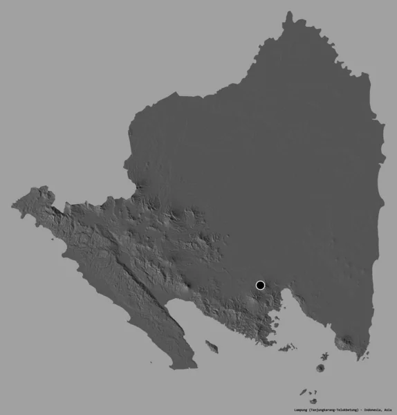 印度尼西亚兰榜的形状 其首都以纯色背景隔离 Bilevel高程图 3D渲染 — 图库照片