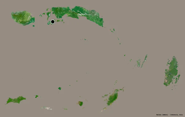 Forma Maluku Provincia Indonesia Con Capital Aislada Sobre Fondo Color —  Fotos de Stock