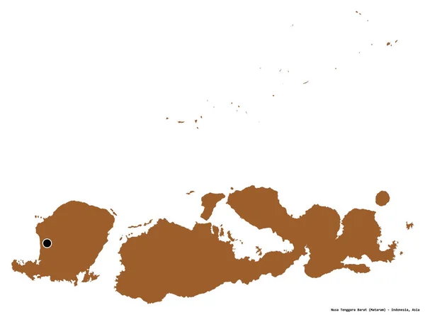 Nusa Tenggara Barat形状 印度尼西亚省 首都为白色背景 图形纹理的组成 3D渲染 — 图库照片