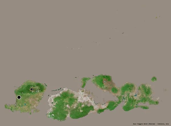 印度尼西亚Nusa Tenggara Barat的形状 其首都为单色背景 卫星图像 3D渲染 — 图库照片