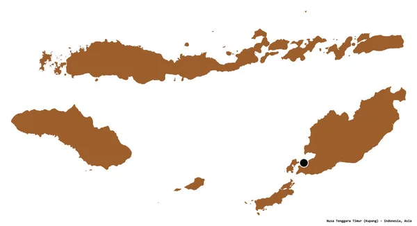 ヌサテンガラ ティムールの形 インドネシアの州 その首都は白い背景に隔離されています パターン化されたテクスチャの構成 3Dレンダリング — ストック写真