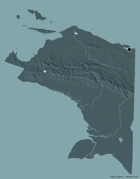 Форма Папуа Провинция Индонезия Столицей Изолированной Прочном Цветном Фоне Цветная — стоковое фото