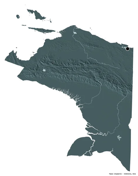 Форма Папуа Провінції Індонезії Столицею Ізольованою Білому Тлі Кольорові Карти — стокове фото