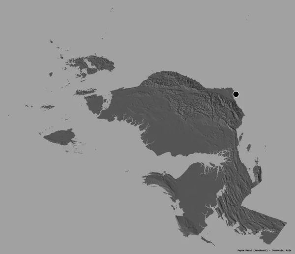 Forme Papouasie Barat Province Indonésie Avec Capitale Isolée Sur Fond — Photo