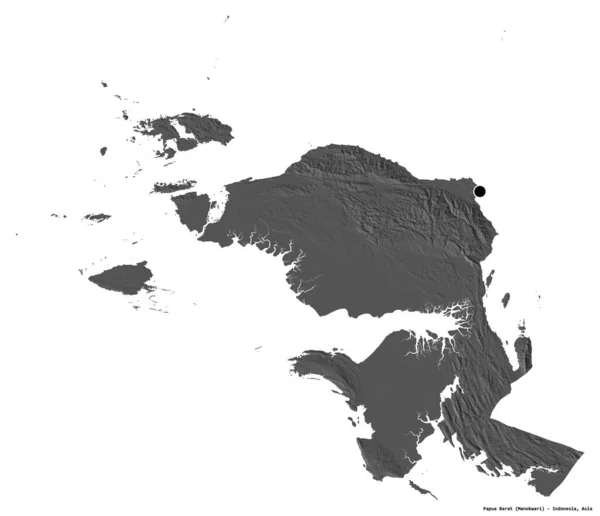 Forma Papua Barat Provincia Dell Indonesia Con Suo Capoluogo Isolato — Foto Stock