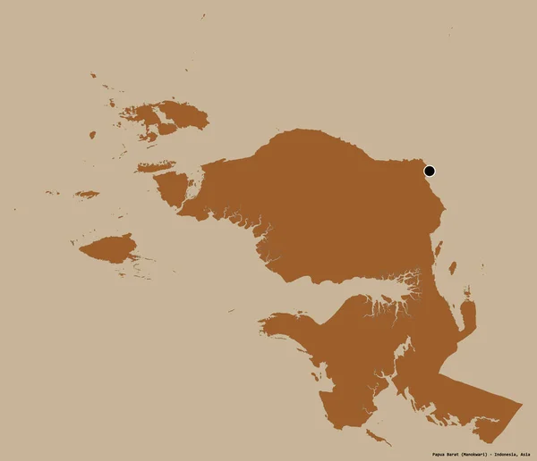 Forma Papua Barat Provincia Dell Indonesia Con Sua Capitale Isolata — Foto Stock