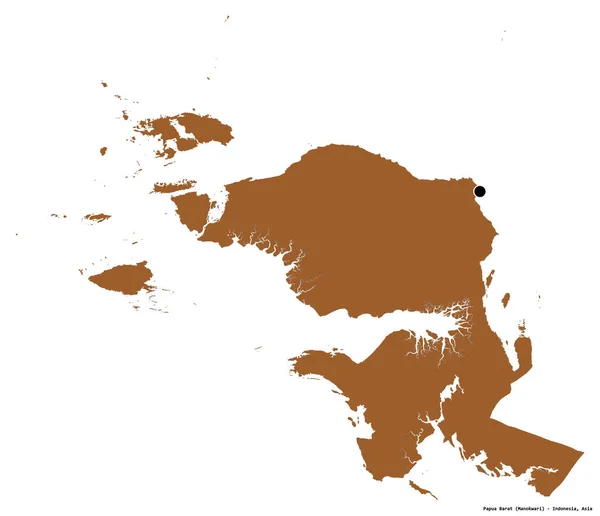 Forma Papua Barat Província Indonésia Com Sua Capital Isolada Fundo — Fotografia de Stock