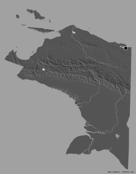 Forma Papúa Provincia Indonesia Con Capital Aislada Sobre Fondo Color — Foto de Stock