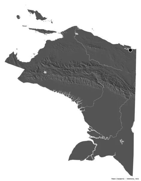 Σχήμα Παπούα Επαρχία Της Ινδονησίας Πρωτεύουσα Απομονωμένη Λευκό Φόντο Υψόμετρο — Φωτογραφία Αρχείου