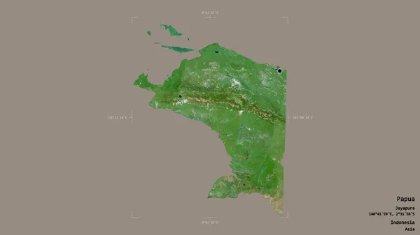 Area Papua Province Indonesia Isolated Solid Background Georeferenced Bounding Box — Stock Photo, Image