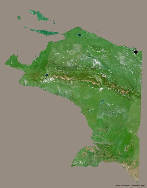 Tvar Papuy Provincie Indonésie Hlavním Městem Izolovaným Pevném Barevném Pozadí — Stock fotografie