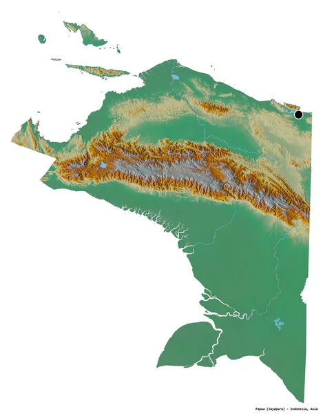 Forma Papúa Provincia Indonesia Con Capital Aislada Sobre Fondo Blanco — Foto de Stock