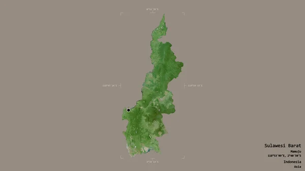 Området Sulawesi Barat Provinsen Indonesien Isolerad Solid Bakgrund Georefererad Avgränsningsbox — Stockfoto