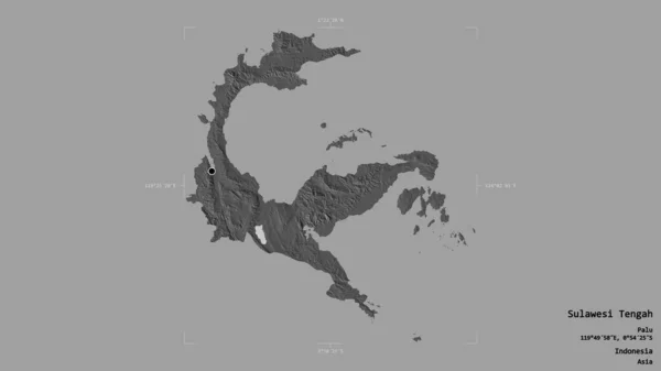 Area Sulawesi Tengah Province Indonesia Isolated Solid Background Georeferenced Bounding — Stock Photo, Image